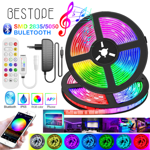 High-end Bluetooth RGB LED Strip Light SMD 5050 Flexible Ribbon 2835 LED Light 20M-5M Tape Diode DC12V Bluetooth Music Control ► Photo 1/6
