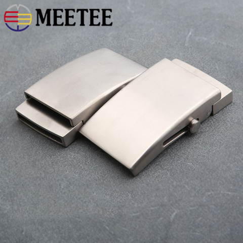 Meetee 1pc 35/38mm Pure Titanium Belt Buckles Anti-allergy Toothless Roller Automatic Buckle Belts Head Clasp DIY Leather Craft ► Photo 1/6