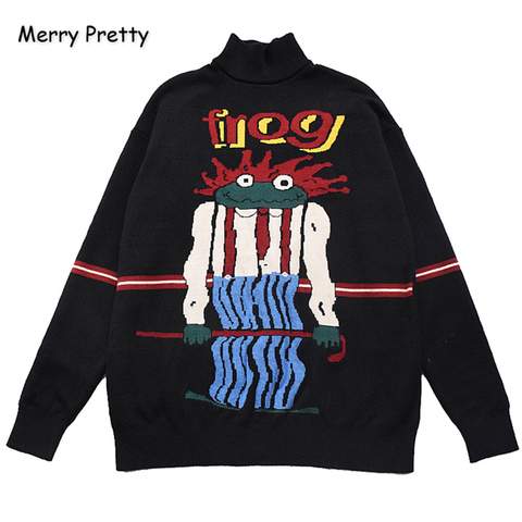 MERRY PRETTY Women's Cartoon Fore Embroidery Knitted Sweaters 2022 Winter Thick Warm Vintage Jacquard Sweater Knit Pullovers ► Photo 1/6