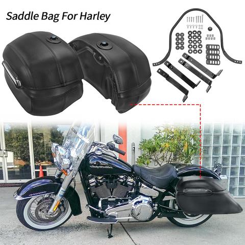 Left & Right Motorcycle Cruiser Hard Trunk SaddleBags Luggage Saddle Bag Case for Honda VTX Yamaha DS XVX Suzuki VL Kawasaki VN ► Photo 1/6