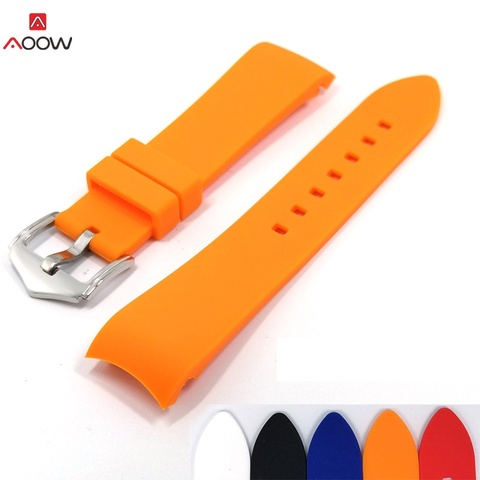 AOOW Silicone Strap Men's Watch Accessories 18mm 19mm 20mm 21mm 22mm Arc Mouth Replacement Watchband Bracelet Watch Accessories ► Photo 1/6