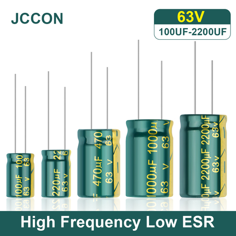 JCCON Aluminum Capacitor High Frequency Low ESR 63V 100UF 220UF 470UF 1000UF 2200UF Resistance Supercapacitor ► Photo 1/6