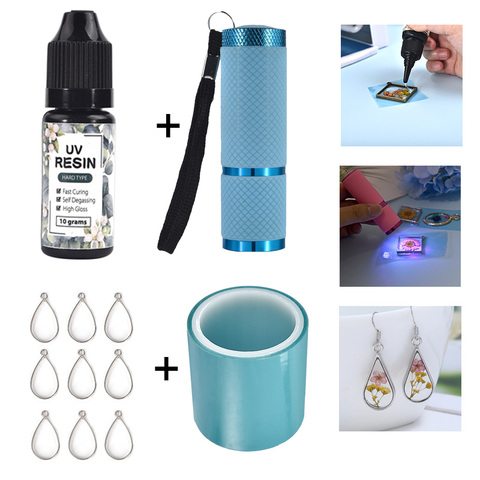 10g/25g/60g UV Glue 10pcs Open Bezel Resin UV LED Lamp Dryer Kit Resin Mold Hard For Jewelry Making Epoxy Resin Pendant Earring ► Photo 1/6