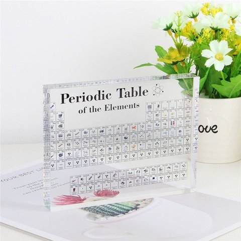 Acrylic Periodic Table Display With Real Elements Kids Teaching School Day Birthday Gifts Chemical Element Display Home Decor ► Photo 1/6