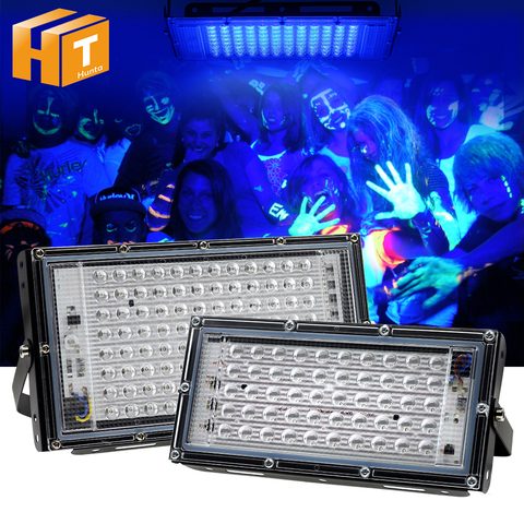 UV LED Floodlight 50W 100W Ultraviolet light 395nm Lamp 220V Fluorescent Bulb Black Light for Halloween Party prom Haunted house ► Photo 1/6