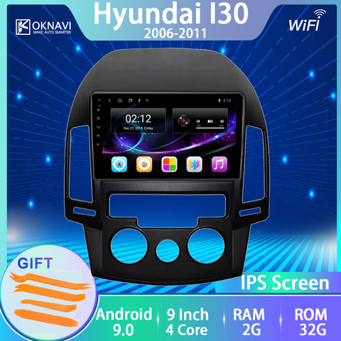 Car Radio For Hyundai I30 2006 2007 2008 2009 2010 2011 Android 9.0 No 2 Din Player Multimedia Touch IPS Screen BT Navitel IGO ► Photo 1/6