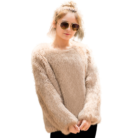 Real Rabbit Fur sweater Women Knitted Rabbit Fur Handmade Knitted Female Trend Fur coat Nature Waistcoat  Fur ► Photo 1/6