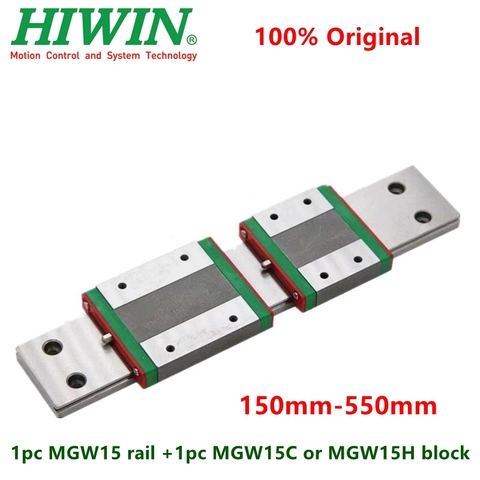 1pc Hiwin linear guide MGW15 150 200 250 300 330 350 400 450 500 550 mm MGWR15C rail + 1PC MGW15C or MGW15H block carriage CNC ► Photo 1/6