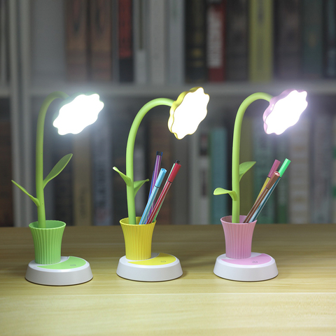 USB Chargeable LED Table Lamp 2 In 1  Sun Flower LED Desk Lamp with Pen Holder Children Reading Learning Eye Protect Night Light ► Photo 1/5