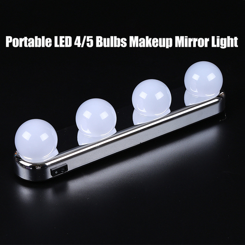 Portable LED 4 Bulbs Makeup Mirror Light  Hollywood Vanity Wall Lamp Kit Lights for Dressing Table Lighting LED Makeup Lights ► Photo 1/6