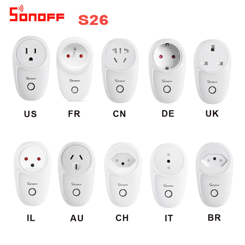 Sonoff S26 WiFi Smart Power Socket US/EU/UK/AU/CN/IL/CH/IT/BR Wireless Plug Smart Home Basic Switch With Alexa Google Assistant ► Photo 1/6