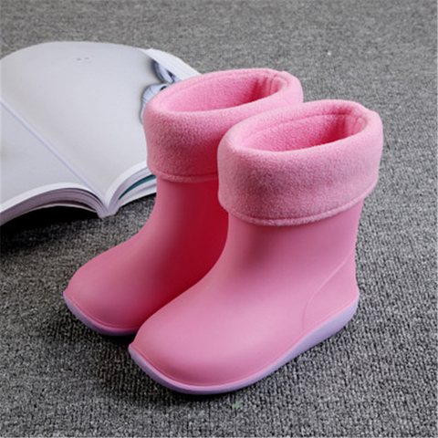 Rain Boots Kids for Girls Waterproof Water Shoes Baby Boys Non-slip Rubber Boots Warm Children Rainboots four Seasons Removable ► Photo 1/6