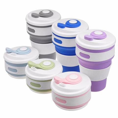 350ml Coffee Cup Folding Silicone Water Cup BPA FREE Portable Silicone Telescopic Drinking Collapsible Multi-function Travel Cup ► Photo 1/6