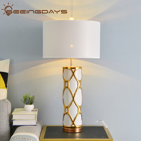 White Ceramic Table Lamps, Fancy Gold Table Lamps