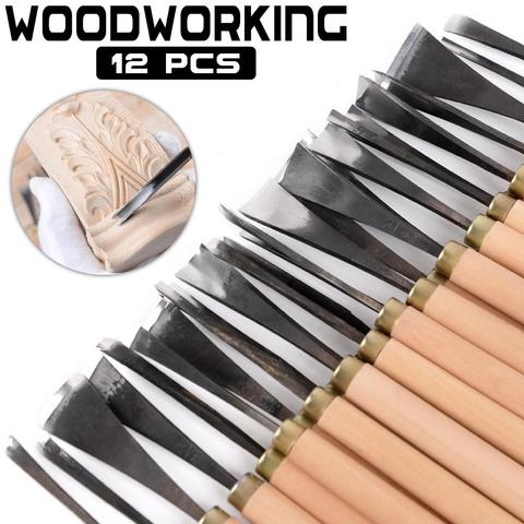 12pcs/Set Wood Carving Chisels Knife Tools Set Wood Carving Root Carving DIY Tools And Detailed Woodworking Gouges Hand Tools ► Photo 1/6