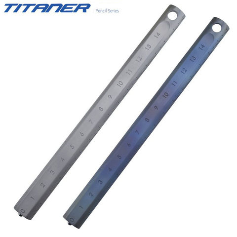 16cm Titanium Ruler Scrub Roasted Blue Metal Measurement High Precision Outdoor Window Breaking Self-defense Multifunction EDC ► Photo 1/6