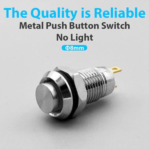 8mm Metal Push Button Switch 2 Pins Self-locking/Latching Self-reset/Momentary Waterproof Normally Mini button switch ► Photo 1/6