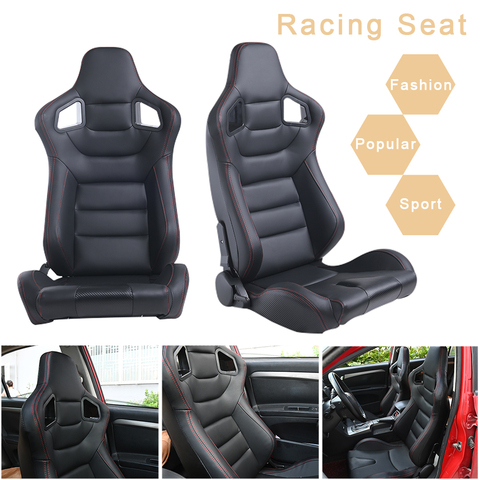 R-EP Universal Racing Seat for Tuning Sport Car Simulator Bucket Seats Adjustable Black PVC Leather XH-1041-BK ► Photo 1/6