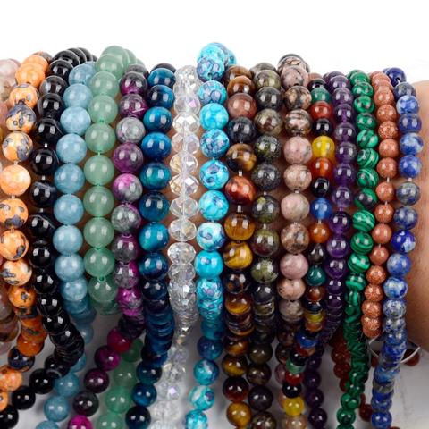 Natural Gem Stone Turquoises Tiger Eye Amazonite Agates Amethysts Round Beads For Jewelry Making Diy Bracelet 4/6/8/10/12mm 15'' ► Photo 1/5