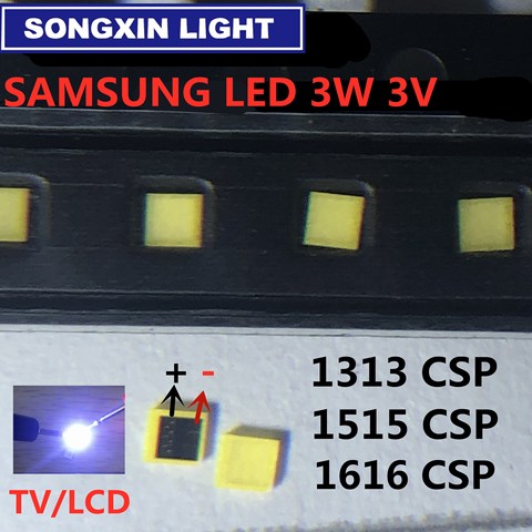 50-1000PCS pcs For SAMSUNG SEOUL LG LCD Backlight TV Application LED Backlight 3W 3V CSP 1313 1414 1515 1616 Cool white ► Photo 1/5