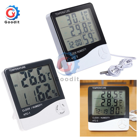 Weather Station HTC-1 HTC-2 Indoor Outdoor Thermometer Hygrometer Digital LCD C/F Temperature Humidity Meter Alarm Clock ► Photo 1/1