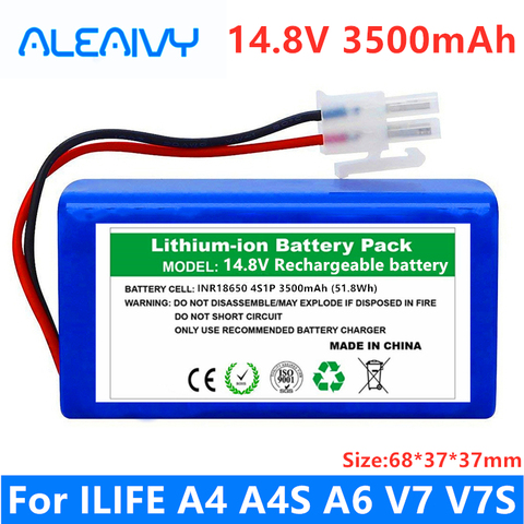 100%New Original 14.8V 3500mAh li ion Rechargeable Battery For ILIFE A4 A4s V7s A6 V7s plus Robot Vacuum Cleaner  iLife battery ► Photo 1/6