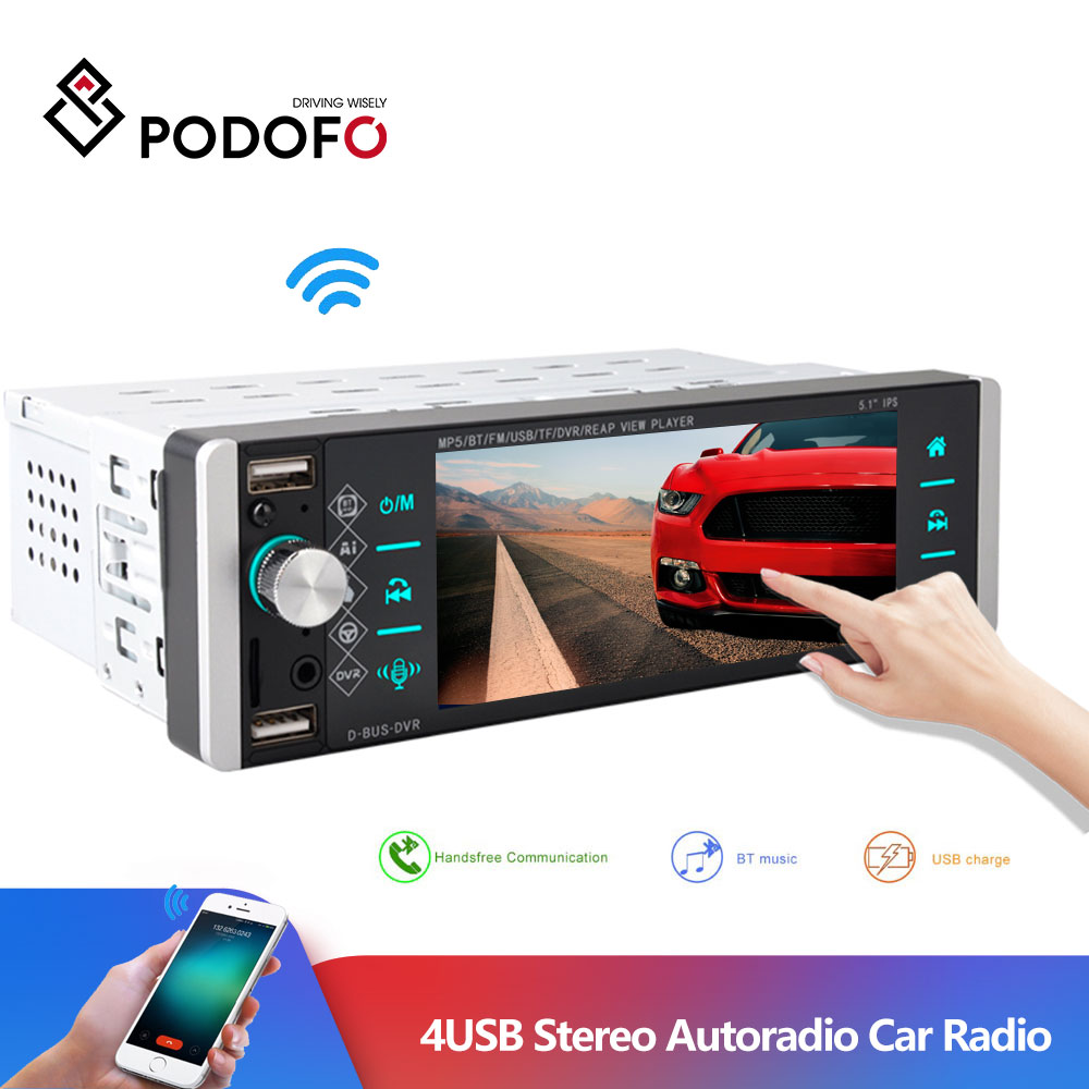 Podofo Touch Screen 1din autoradio 12V Car Radio Bluetooth car stereo Player  AUX-IN MP3 FM/USB In-Dash Car Audio Remote Control - Price history & Review, AliExpress Seller - podofo Store