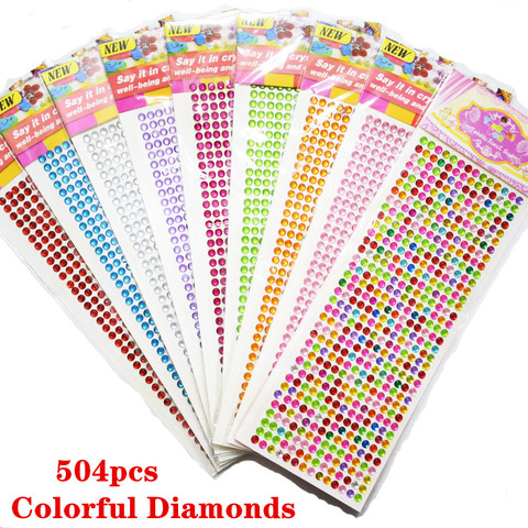 504pc 6MM Self Adhesive Acrylic Rhinestone For Phone PC Car Decal Styling Accessory Nail Arts Diamond Scrapbooking Craft Sticker ► Photo 1/6