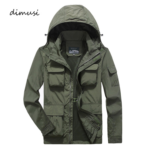 DIMUSI Mens Bomber Jacket Casual Male Overcoat Army Tactics Windbreaker Jacket Mens Breathable Hooded Jackets Clothing 7XL ► Photo 1/6