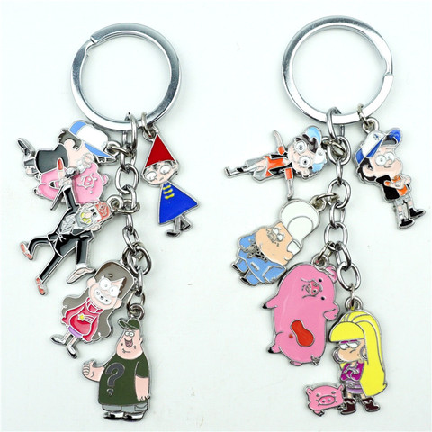 Anime Dipper Mabel Waddles Keychain Keyring 5 In 1 Set Alloy Metal Pendant Cartoon Figures Key Ring Cosplay Accessories Gift ► Photo 1/6