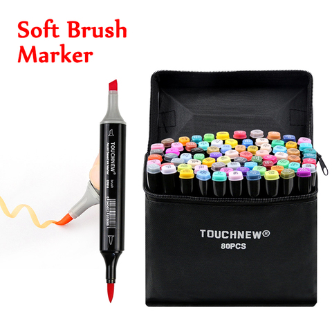 TOUCHNEW 6-80 Colors Soft Brush Markers Pen Dual tips Alcohol Based Markers set for Manga Drawing Animation Design Art Supplies ► Photo 1/6