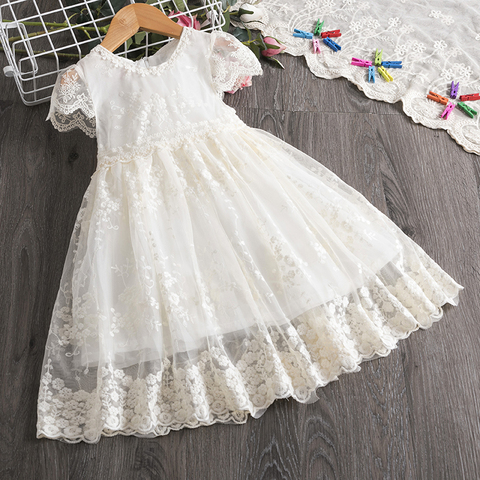 White Lace Girl Summer Dress Tutu Baby Girl Casual Clothes Kids Girls Dresses For Party And Wedding Princess Children Clothing ► Photo 1/6