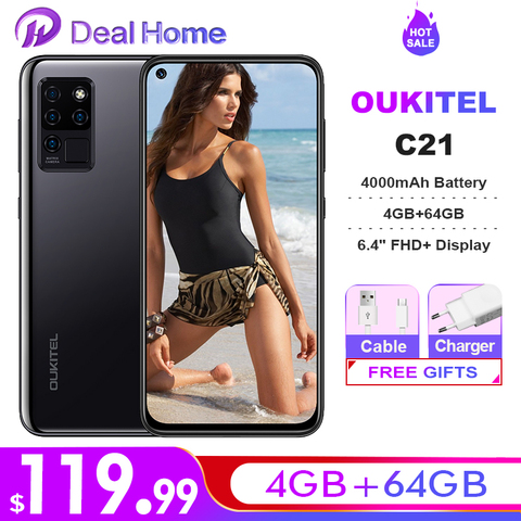 OUKITEL C21 Helio P60 Quad Camera 20MP Selfie 6.4'' FHD+ Hole Punch Screen 4000mAh Octa Core 4+64GB Phone 4G Celular Smartphone ► Photo 1/6