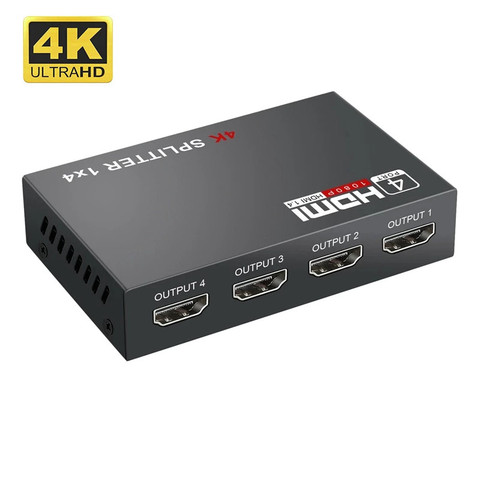 1 In 4 Out HDMI-compatible Splitter 1 x 4 HD-MI 1.4 Converter Amplifier HDCP 4K 1080P Dual Display, for HDTV DVD PS3 Xbox ► Photo 1/6