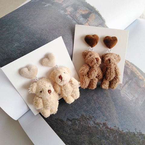 Creative gifts cute teddy bear dangle earrings fashion jewelry animal earrings statement earrings for women. ► Photo 1/6