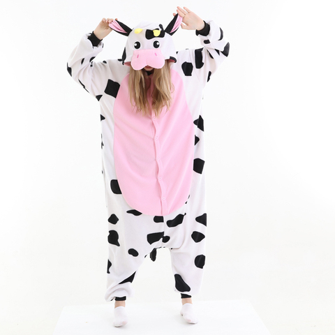 Adult Cow Onesies Pajamas Anime Cosplay Costume Unisex Kigurumi Cartoon Party Jumpsuit For Female Male ► Photo 1/6