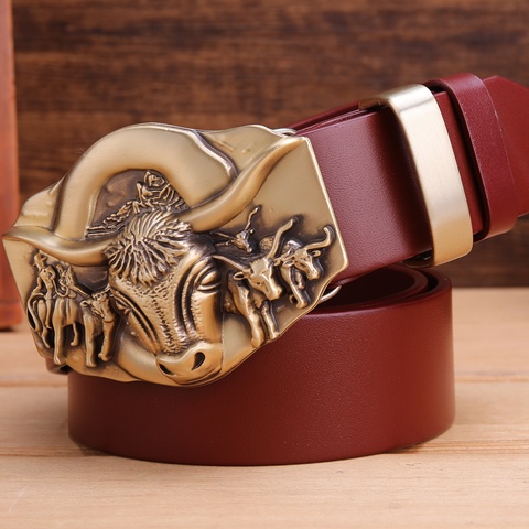 2022 dragon hot designer belt men high quality vegetable tanned full grain cowhide 100% genuine leather luxury tiger solid brass ► Photo 1/2