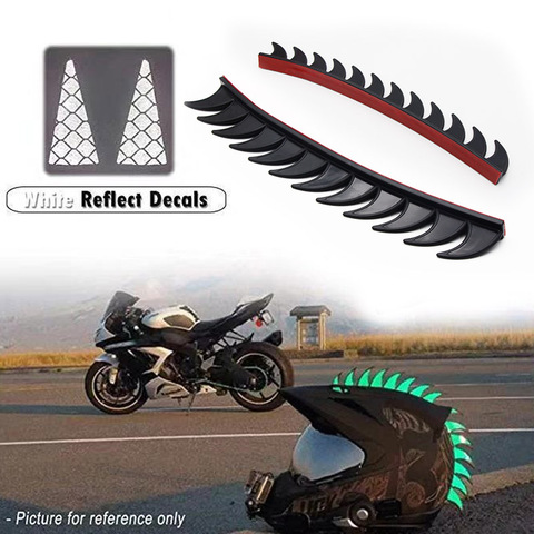 Rubber Dirt Biker Motocross Mohawk Biker Helmet Mohawks Spikes Motorcycle Helmet Mohawk Sticker（ 5 Color Reflective ） ► Photo 1/6