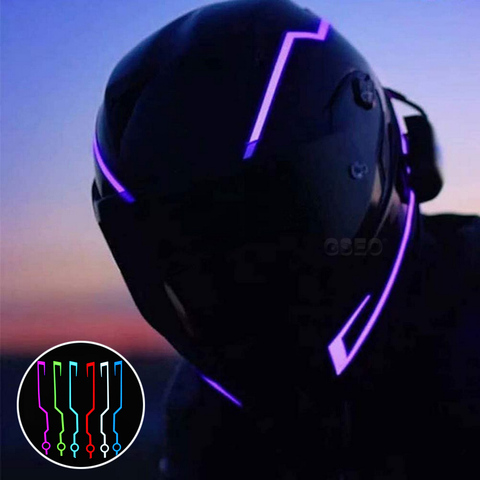 2Pcs Waterproof Helmet Motorcycle Reflector Lamp Riding Signal EL Lamp with Blinking LED Cool Reflector Cold Light Film ► Photo 1/6