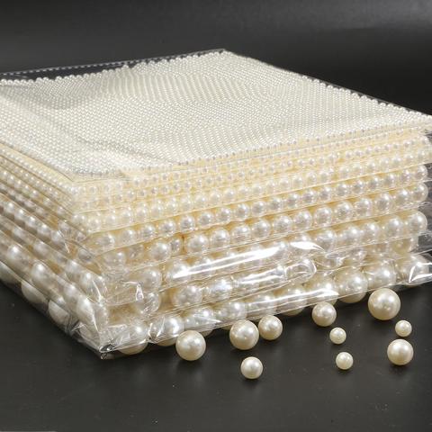 Acrylic Round Ivory No Hole Imitation Pearl Loose Beads Jewelry DIY Crafts Grament Clothes Headwear Necklace Dress Bags Decor ► Photo 1/6