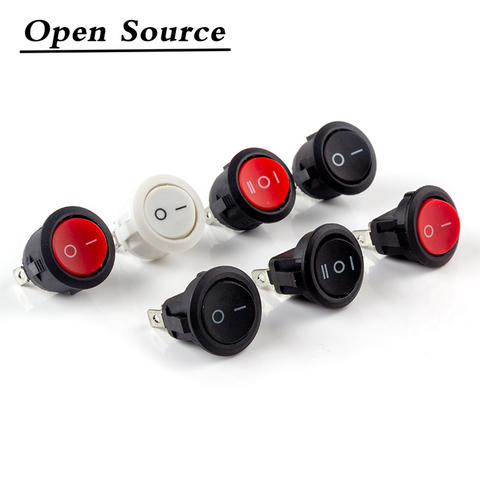 5/10Pcs KCD1 2Pin 3Pin 20mm on-Off on-Off-On SPST Round Rocker Switch 10A/250V Push Button Switch Self-locking/Latching ► Photo 1/6