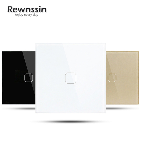 Wall Switches Luxury Touch Switch Sensor EU Standard Light Switch LED Backlight Crystal Glass Panel 1/2/3 Gang AC220V ► Photo 1/6