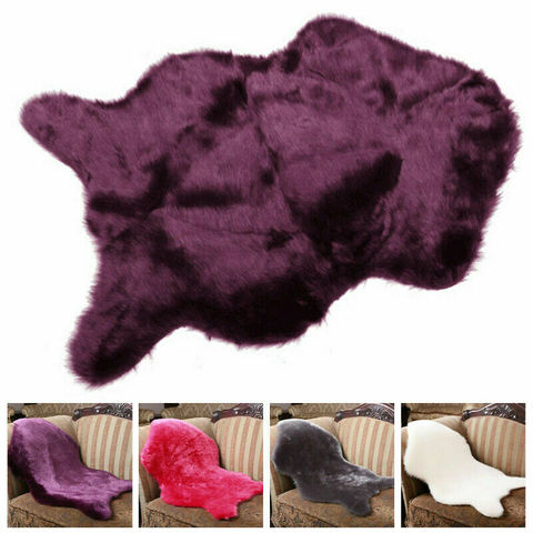 Faux Sheepskin Chair Cover Seat Pad Soft Sofa Carpet Cushion Hairy pendulum Mat Solid Color Skin Fur Fluffy Rugs Bedroom blanket ► Photo 1/6