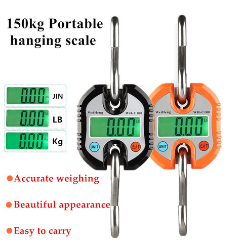 150kg 50g 300kg Crane Scale Heavy Duty Electronic Digital Stainless Steel Hook Scale Hanging LCD Loop Weight Balance 40% off ► Photo 1/6