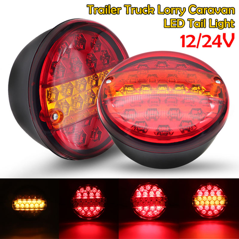 1x/2x 20 LED 12V 24V Universial Car Tail Trailer Light Truck Caravan Taillight Rear Brake Stop Indicator Turn Signal Lamp Round ► Photo 1/6