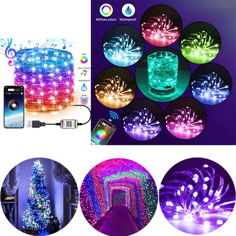 Christmas Tree Decoration LED String Lights Smart Bluetooth Personalized RGB String Lights Customized App Remote Control Lights ► Photo 1/6