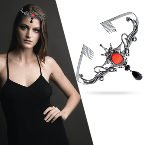 Halloween Vampire Black Bat Red Stone Headband Tiara Costume Crown Accessory Clip Dress Snap Pin Wedding Statement Gift Bride ► Photo 1/6