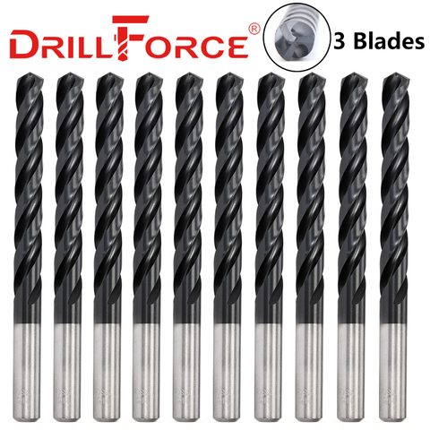 10PCS 3mm-12.5mm M35 HSSCO Cobalt TiAlN Drill Bits HSS 3 Flutes Twist Drill Bit For Stainless Steel(3/4/5/6/7/8/9/10/11/12.5mm) ► Photo 1/6