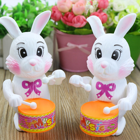 Buy Online 1pc Newest Cartton Rabbit Drumming Clockwork Wind Up Toys For Children Funny Game Educational Baby Birthday Surprises Gifts Alitools