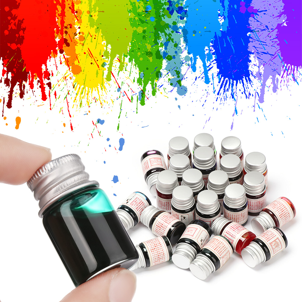 24 Colors Calligraphy Writing Painting Fountain Pen Ink with Glitter Powder 